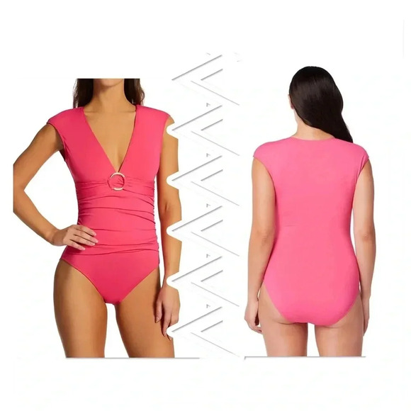 Bleu Rod Beattie Ring Me Up Cap Sleeve One Piece Swimsuit Size 6 - Picture 1 of 9